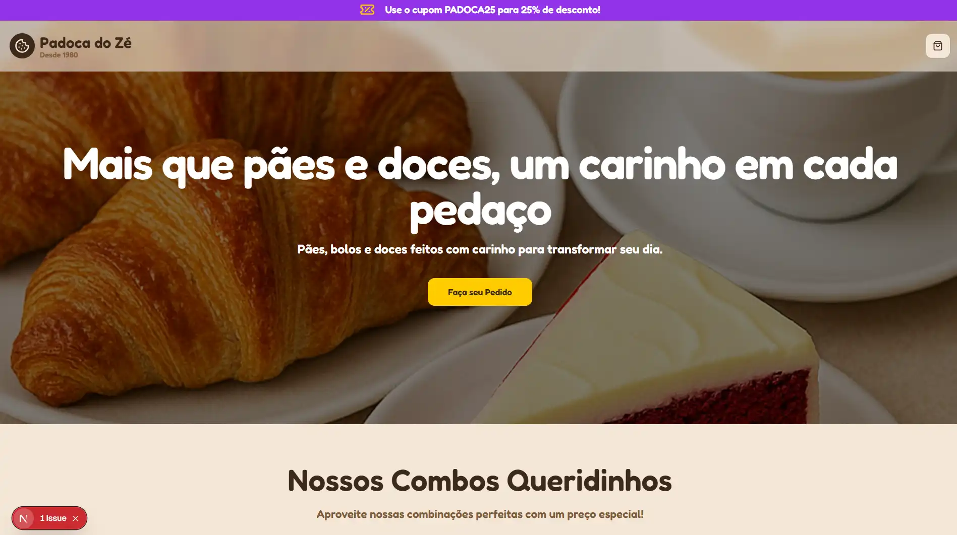 Exemplo de site de padaria